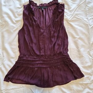 White House Black Market Plum Sleeveless Peplum Blouse Size Small